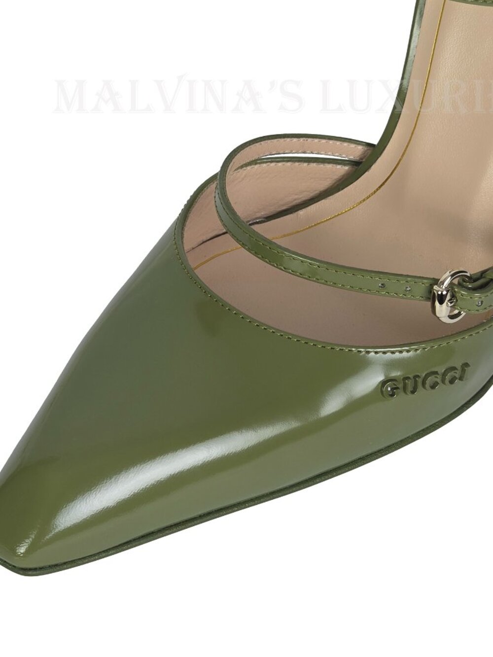 GUCCI SHOES LEATHER w LUCITE WEDGE MULES LOGO EMBOSSED sz 39 9 - Picture 11 of 16